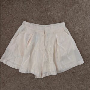 glam Cream High-Waist Pleated Women’s Shorts